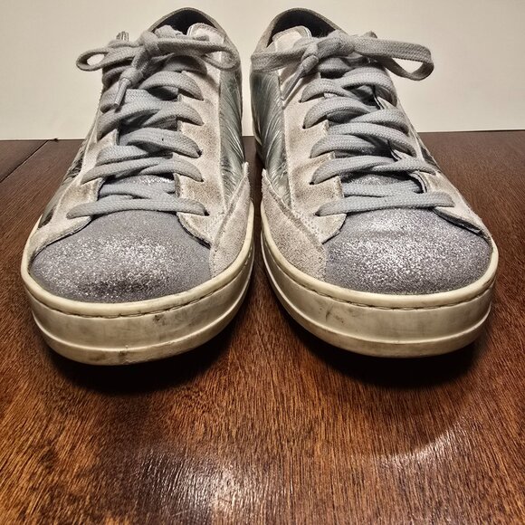 P448 John Ghinea Metallic Silver/Gray Skate Shoe Low Top Size 38 Made in Italy - Picture 11 of 14